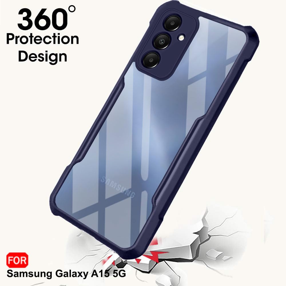 Samsung Galaxy A15 5G | 360 Degree Protection | Protective Design | Transparent Back Cover Case for Samsung A15 5G