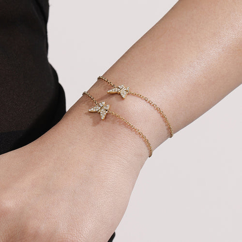Full-diamond Butterfly Clavicle Necklace And Bracelet