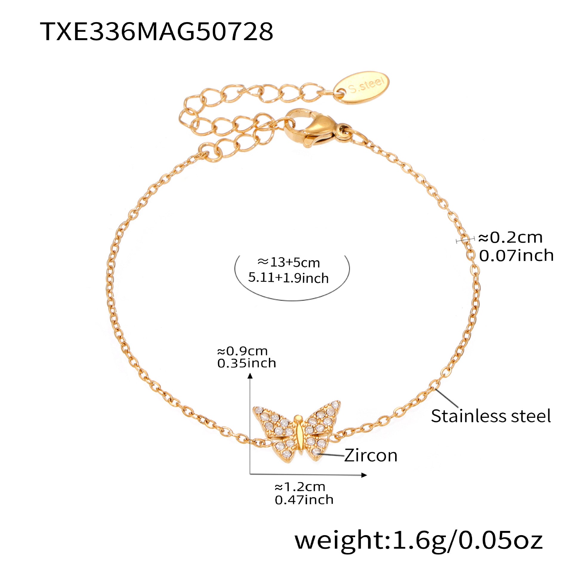 Full-diamond Butterfly Clavicle Necklace And Bracelet