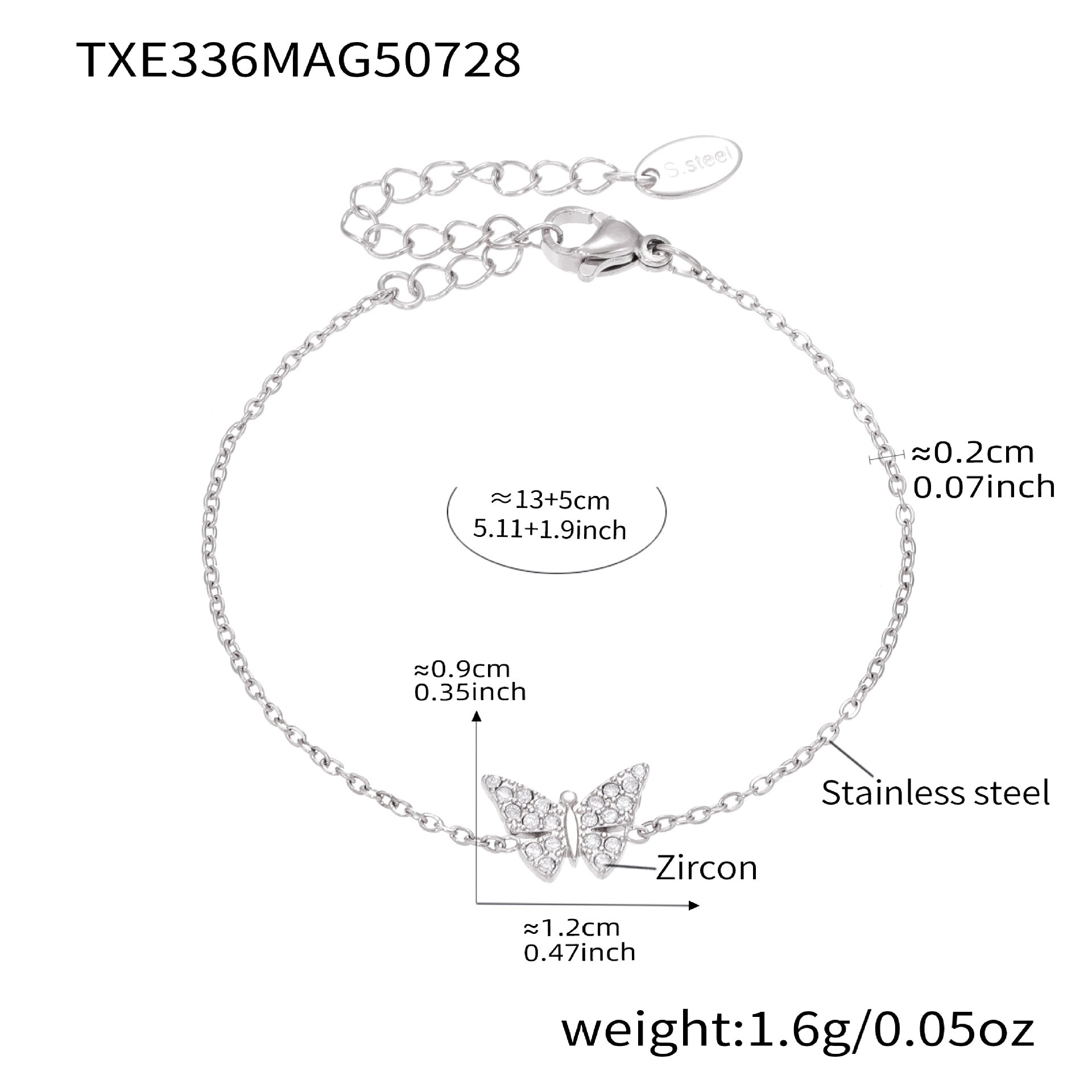 Full-diamond Butterfly Clavicle Necklace And Bracelet